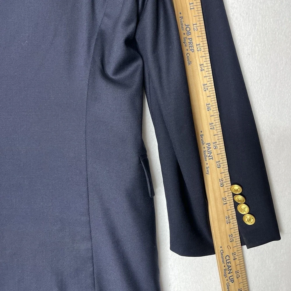 Lauren Ralph Lauren Blazer Mens 44 R Navy Blue Gold Crest Button Wool Sport Coat